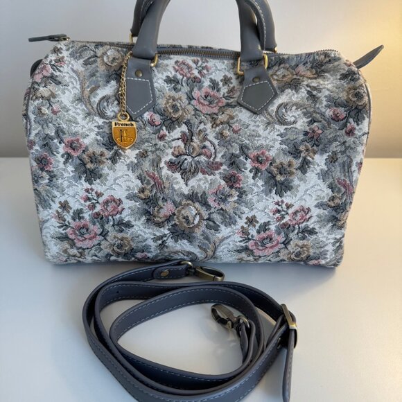 French Luggage (Louis Vuitton) Grey Rose Tapestry Speedy Satchel L/N Very Rare - Picture 4 of 10